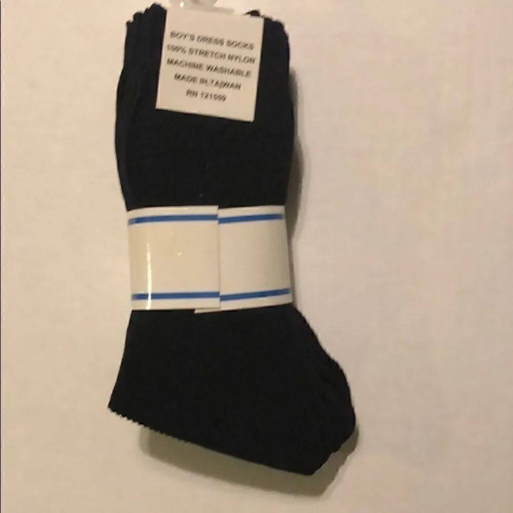 3/$15 or 5/$20 NWT boys black nylon socks size 9-11